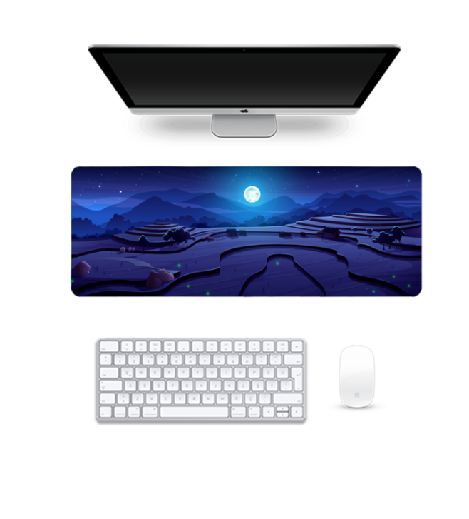 Majestic Moon Over Terrace Fields Deskpad - 80x30 cm