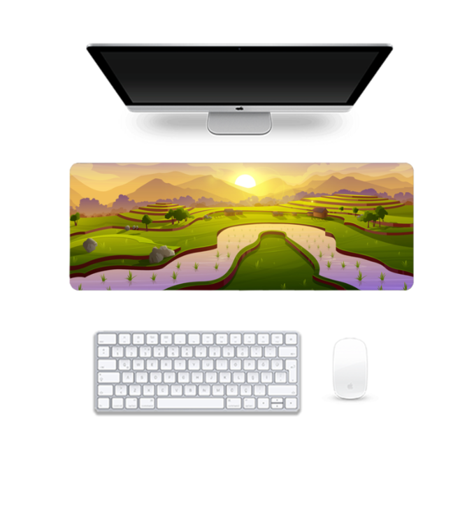 Rising Sun on Terrace Rice Fields Deskpad - 80x30 cm