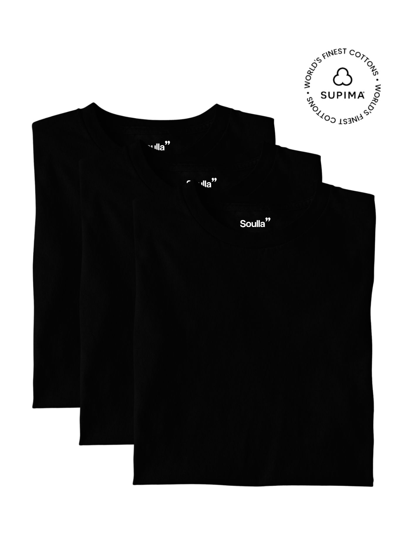 The Timeless Trio: Jet Black Supima Tees (Pack of 3)