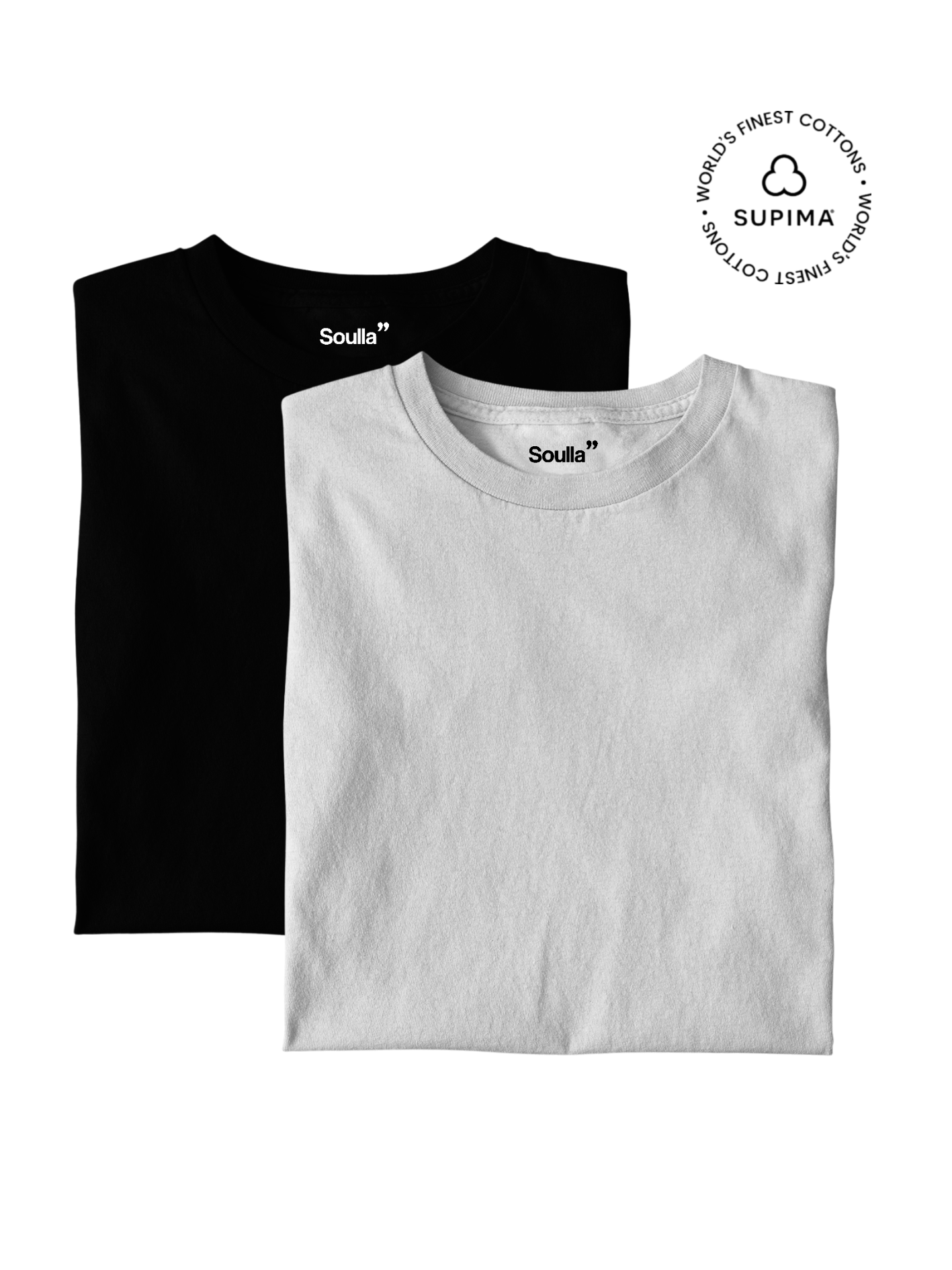 Classic Combo: Jet Black + Ivory White Supima Tees (Pack of 2)