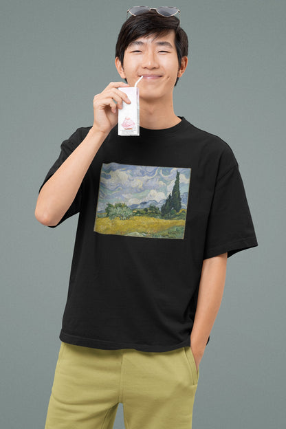 Wheat Field with Cypresses Oversized T-Shirt